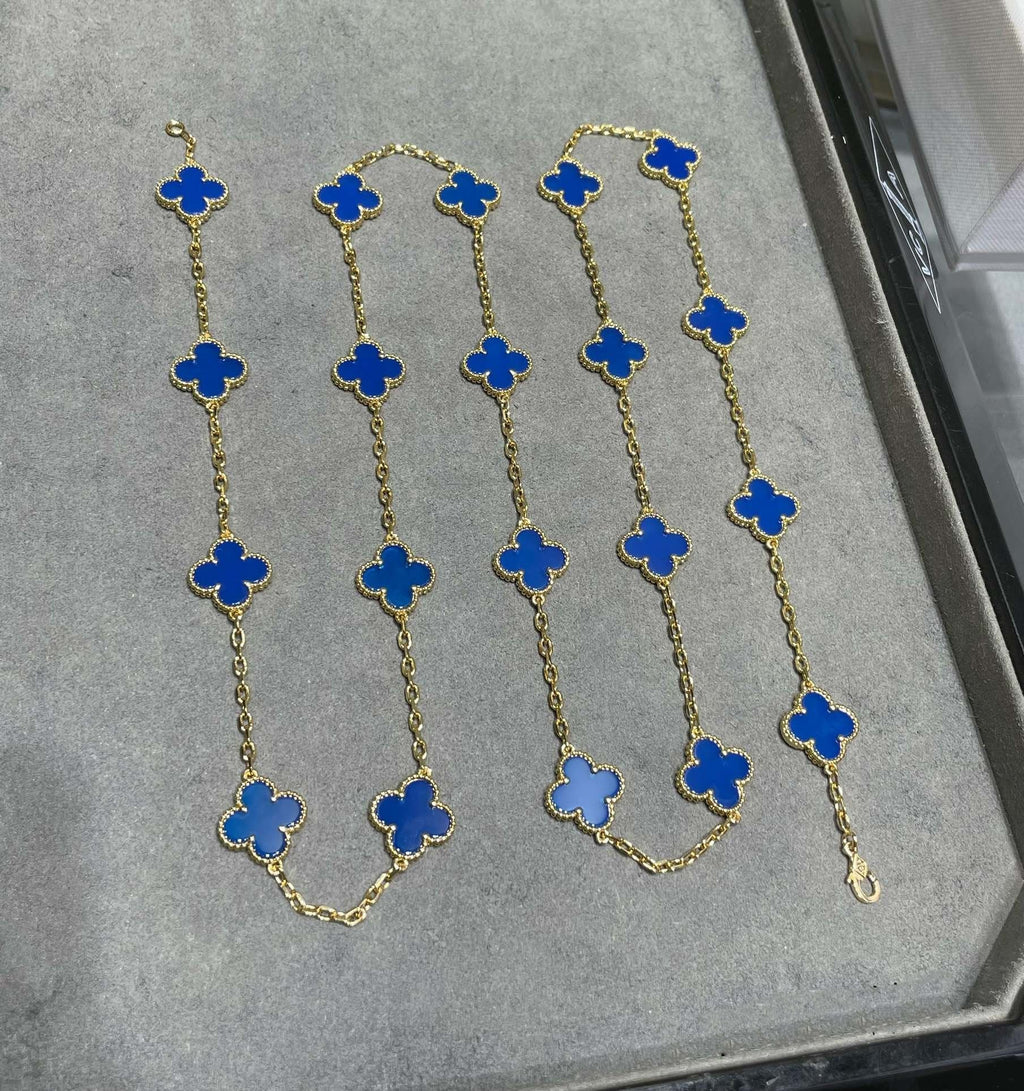CLOVER 20 MOTIF AGATE 86CM NECKLACE
