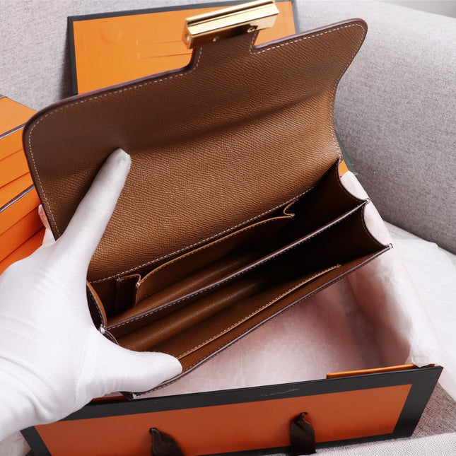 HM CONSTANCE BAGS 19 RUSSET LAMBSKIN GOLD BUCKLE
