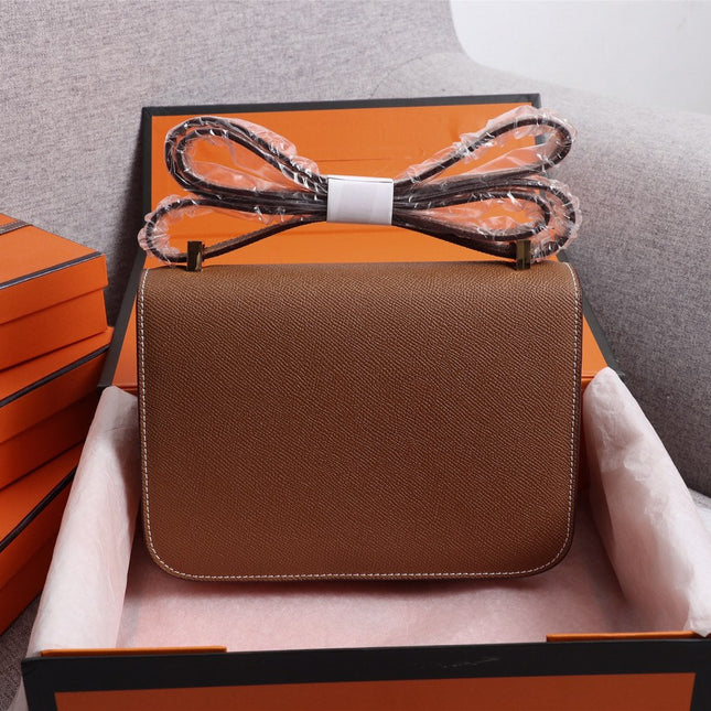 HM CONSTANCE BAGS 19 RUSSET LAMBSKIN GOLD BUCKLE
