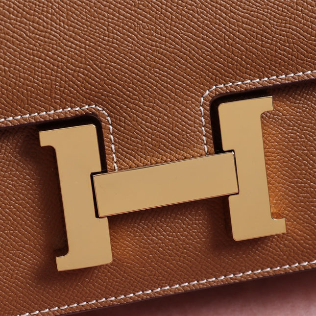 HM CONSTANCE BAGS 19 RUSSET LAMBSKIN GOLD BUCKLE