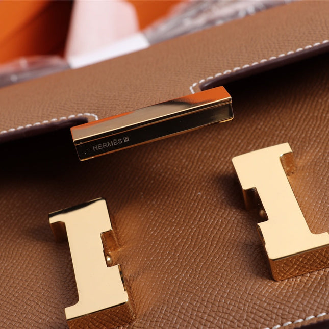 HM CONSTANCE BAGS 19 RUSSET LAMBSKIN GOLD BUCKLE