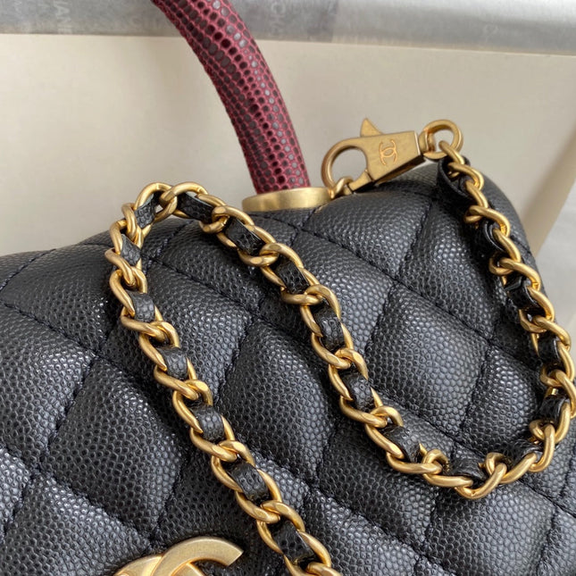 CHANEL 25S COCO HANDLE BAG 23 IN BLACK CAVIAR WITH GOLD HARDWARE