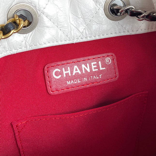 CC GRABRIELLE SMALL 24 BACKPACK IN WHITE MIX BLACK CALFSKIN