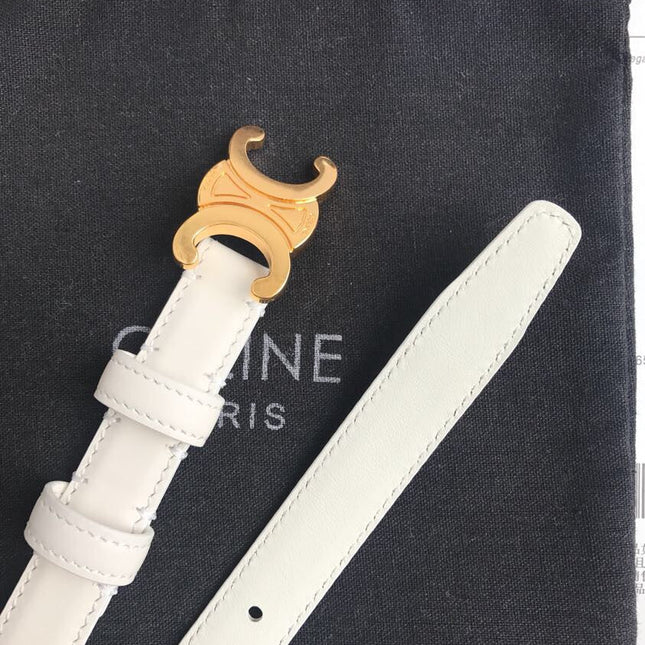 TRIOMPHE BELT IN WHITE CALFSKIN GOLD HARDWARE 567874