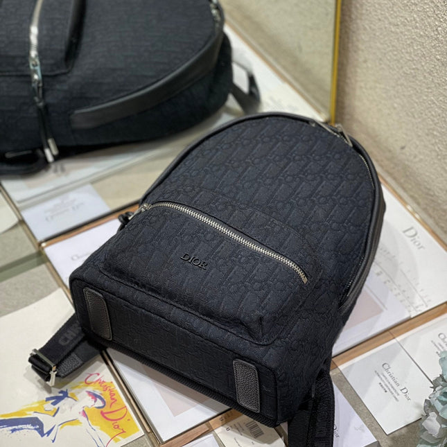 DIOR 26S RIDER BACKPACK 29 IN BLACK OBLIQUE JACQUARD