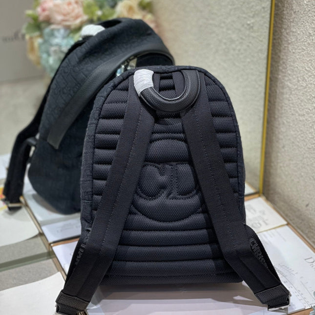 DIOR 26S RIDER BACKPACK 30 IN BLACK OBLIQUE JACQUARD
