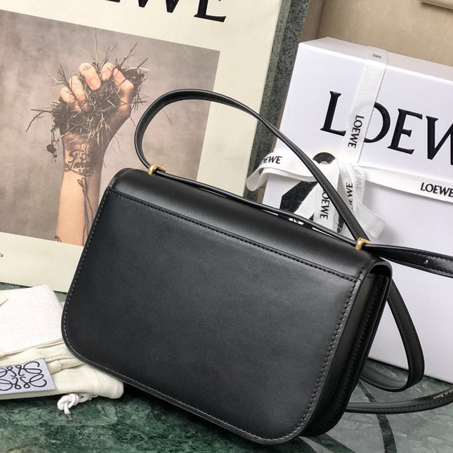 LOE GOYA BAG 18 IN BLACK SILK CALFSKIN