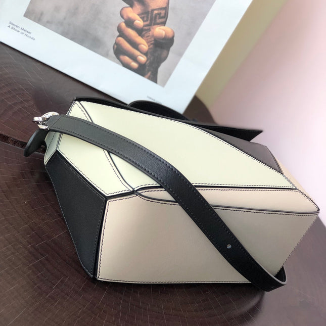 LOE MINI PUZZLE 18 BAG IN BLACK MIX WHITE CALFSKIN