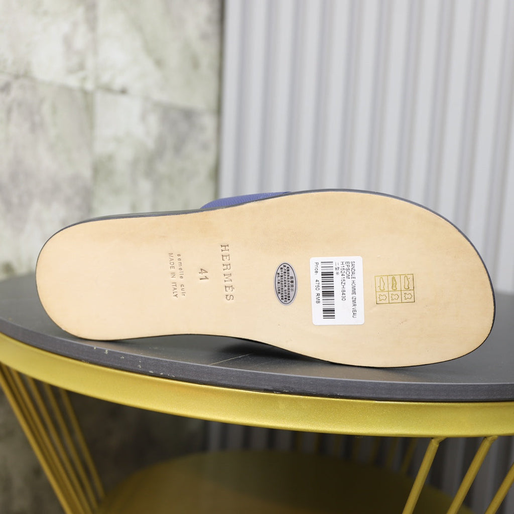 HM IZMIR SANDAL BLACK AND NAVY CALFSKIN