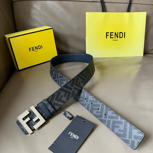 FF BELT IN BLACK CALFSKIN SILVER HARDWARE 178546