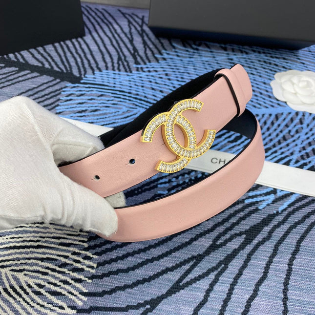 CHANEL 25S BELT 30 MM IN LIGHT PINK CALFSKIN WITH GOLD HARDWARE 615095