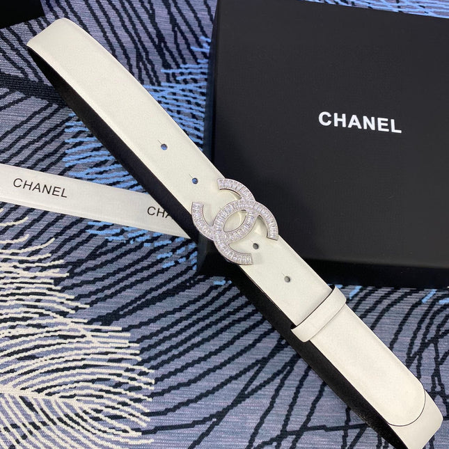 CC BELT 30 MM IN WHITE CALFSKIN 615098