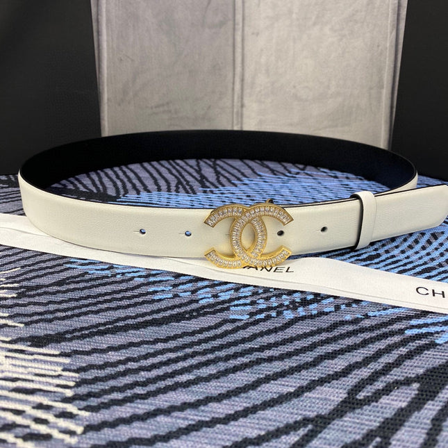 CC BELT 30 MM IN WHITE CALFSKIN 615098