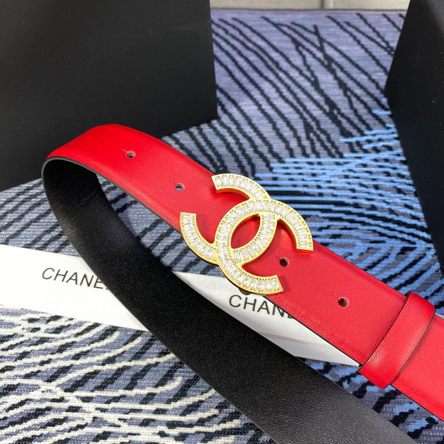 CHANEL 25S BELT 30 MM IN RED CALFSKIN WITH GOLD HARDWARE 615099