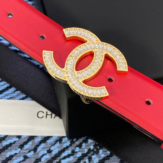 CHANEL 25S BELT 30 MM IN RED CALFSKIN WITH GOLD HARDWARE 615099