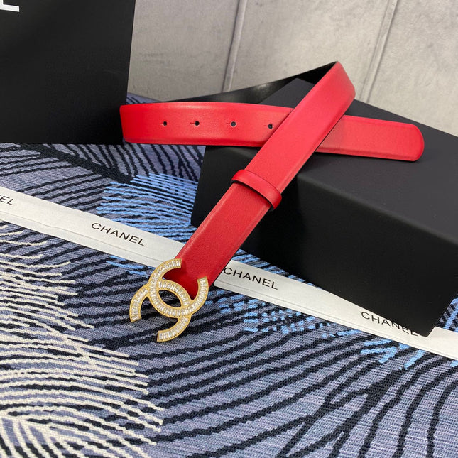CHANEL 25S BELT 30 MM IN RED CALFSKIN WITH GOLD HARDWARE 615099