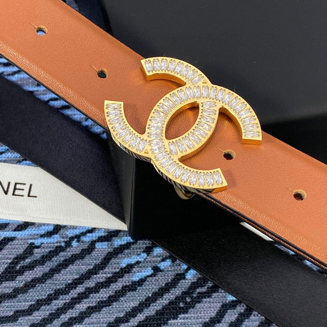 CHANEL 25S BELT 30 MM IN BROWN CALFSKIN WITH GOLD HARDWARE 615101
