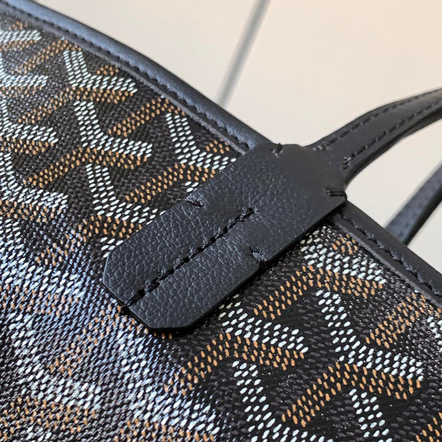 SAINT LOUIS 30 IN BLACK GOYARDINE CANVAS MIX CALFSKIN