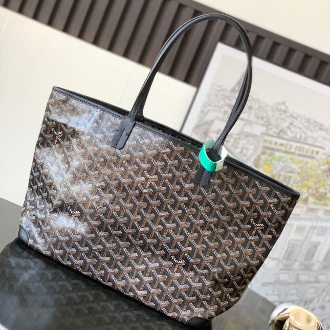 SAINT LOUIS 30 IN BLACK GOYARDINE CANVAS MIX CALFSKIN