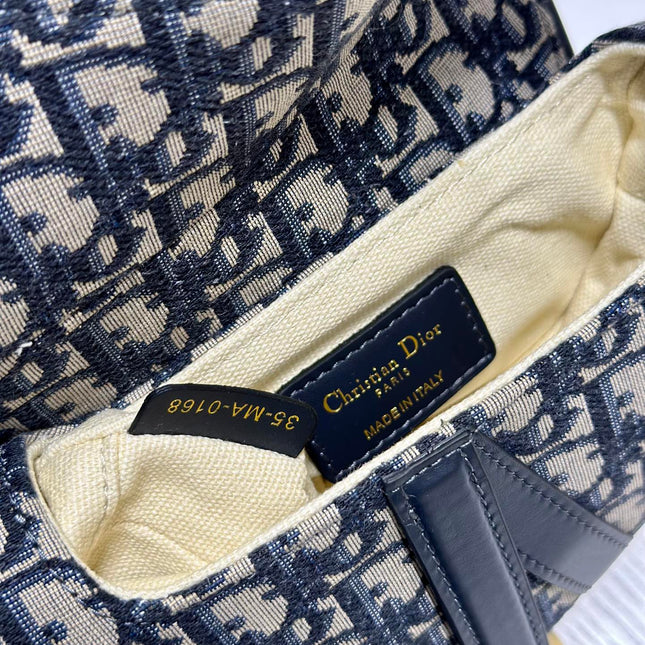 DIOR 26S SADDLE BAG 19 IN BLUE OBLIQUE JACQUARD