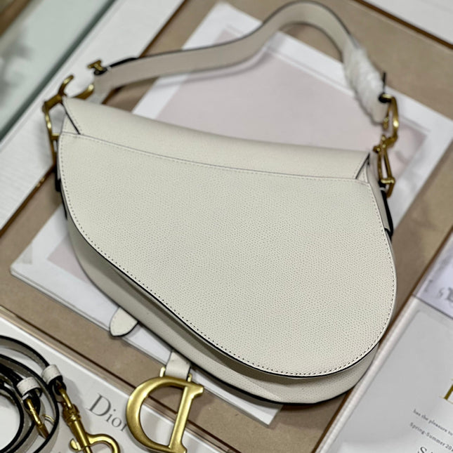 DIOR 26S SADDLE BAG 19 IN WHITE CALFSKIN