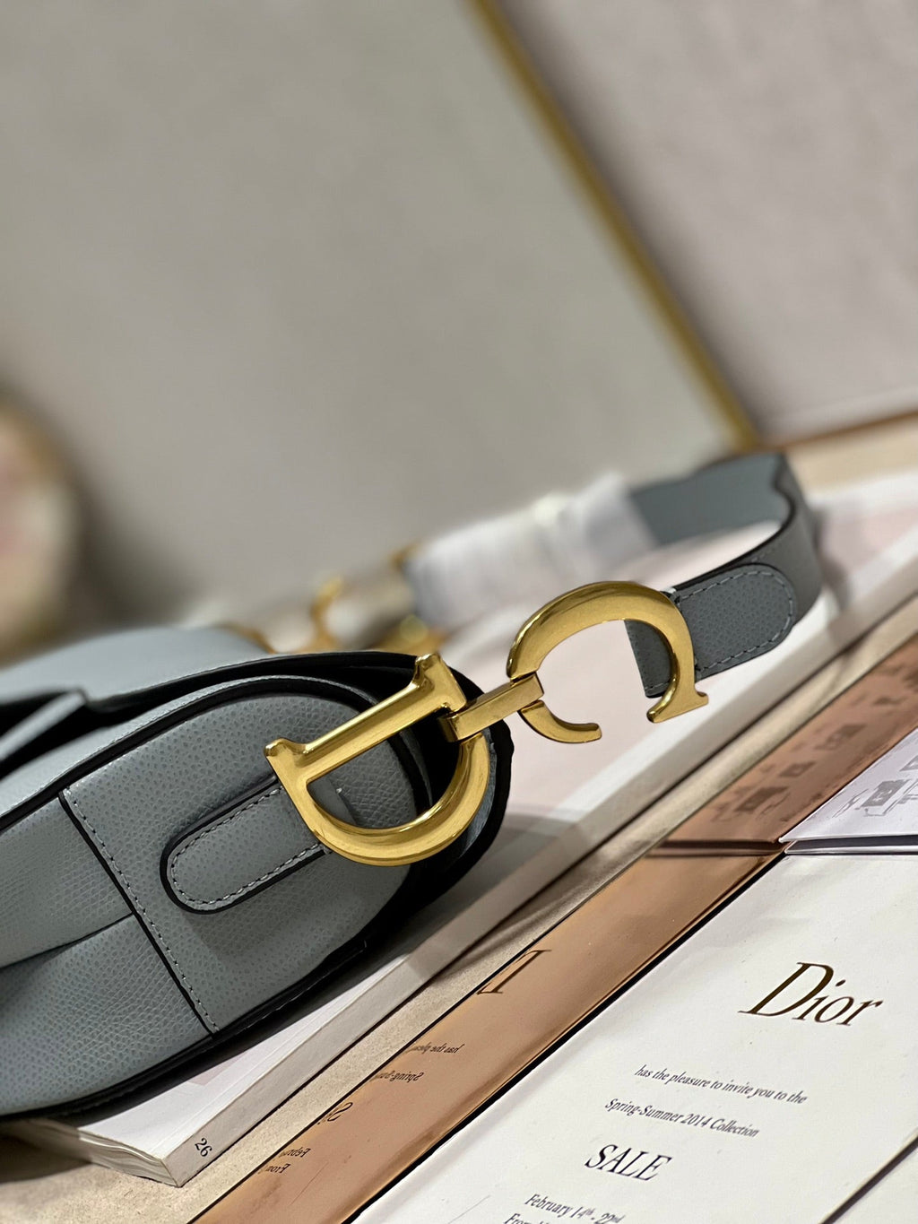 DIOR 26S SADDLE BAG 19 IN BLUE CALFSKIN