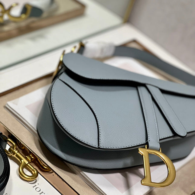 DIOR 26S SADDLE BAG 25 IN BLUE CALFSKIN