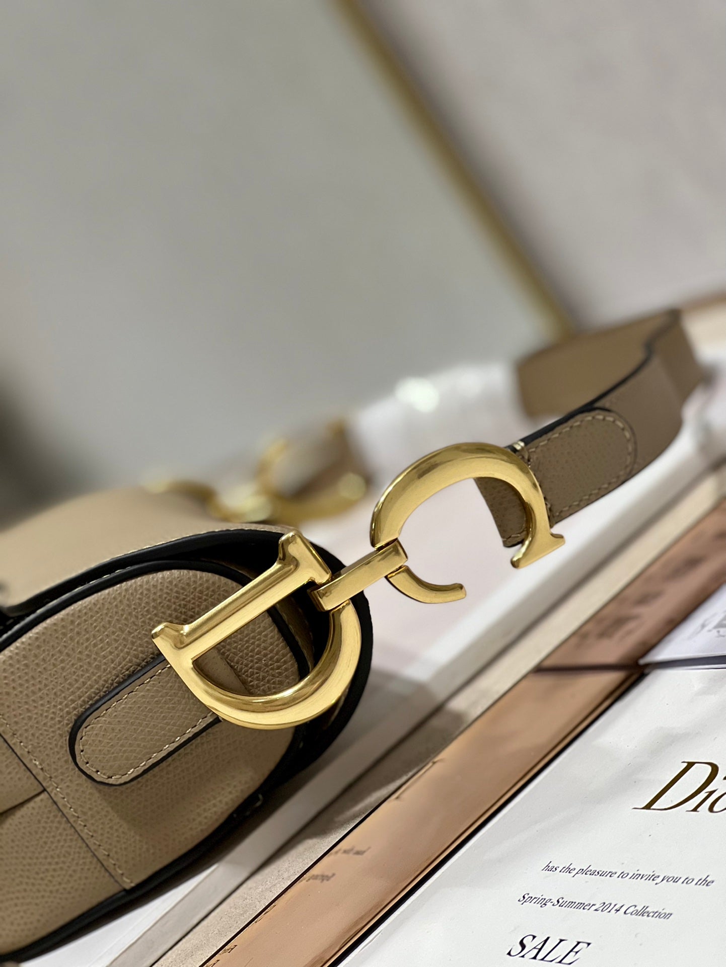 DIOR 26S SADDLE BAG 19 IN BEIGE CALFSKIN