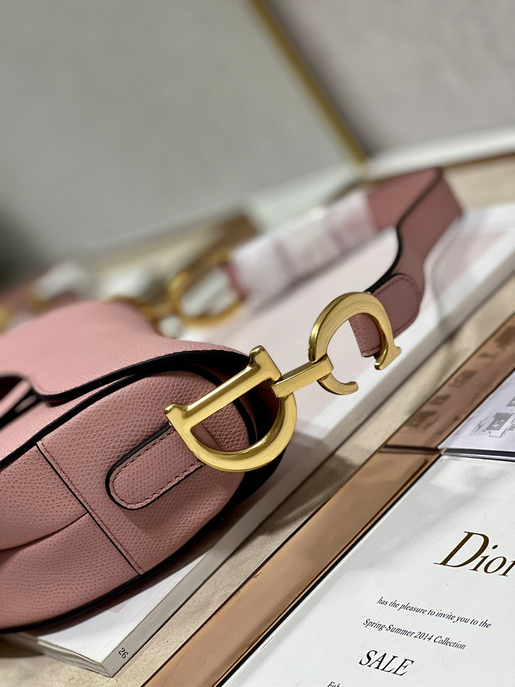 DIOR 26S SADDLE BAG 19 IN PINK CALFSKIN
