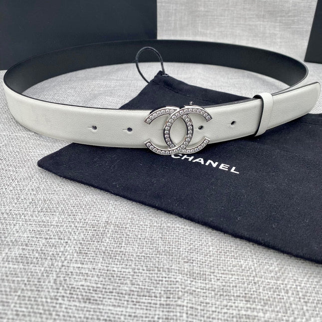 CC 26S BELT 30 MM IN WHITE CALFSKIN SLIVER HARDWARE 661509