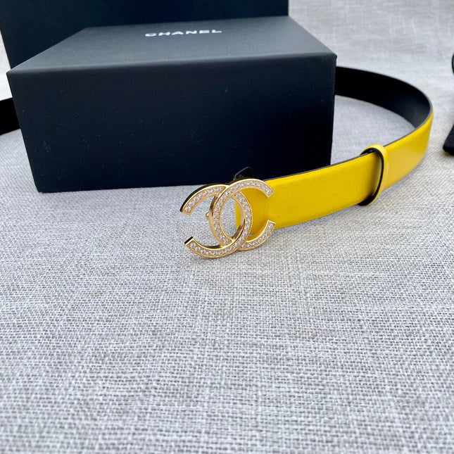 CC 26S BELT 30 MM IN YELLOW CALFSKIN GOLD HARDWARE 661510