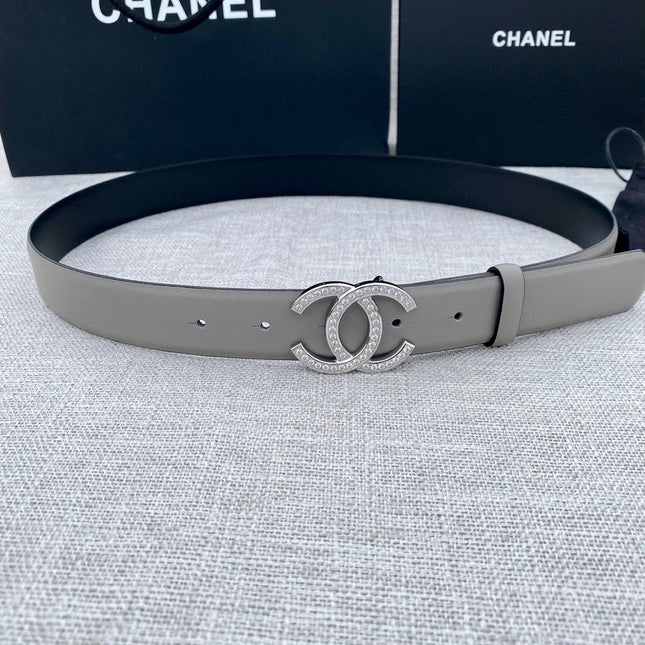 CC 26S BELT 30 MM IN GREY CALFSKIN SILVER HARDWARE 661511