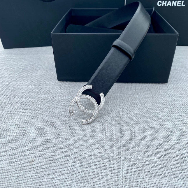 CC 26S BELT 30 MM IN BLACK CALFSKIN SILVER HARDWARE 661516