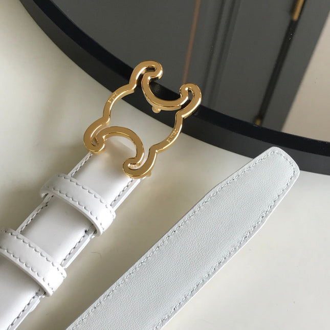 CELINE 25S BELT TRIOMPHE 25MM IN WHITE CALFSKIN 559674