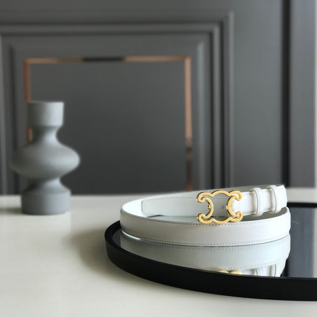 CELINE 25S BELT TRIOMPHE 25MM IN WHITE CALFSKIN 559674