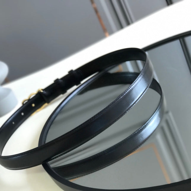 CELINE 25S BELT TRIOMPHE 25MM IN BLACK GLOSSY CALFSKIN 559675