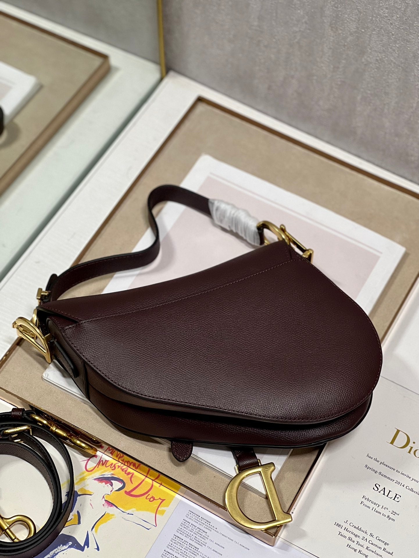 DIOR 26S SADDLE BAG 25 IN DARK RED CALFSKIN