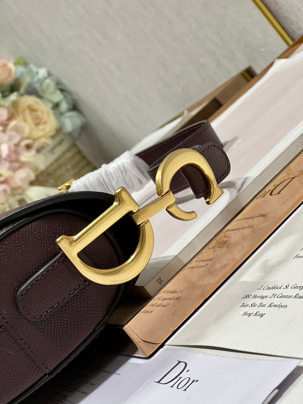 DIOR 26S SADDLE BAG 19 IN DARK RED CALFSKIN
