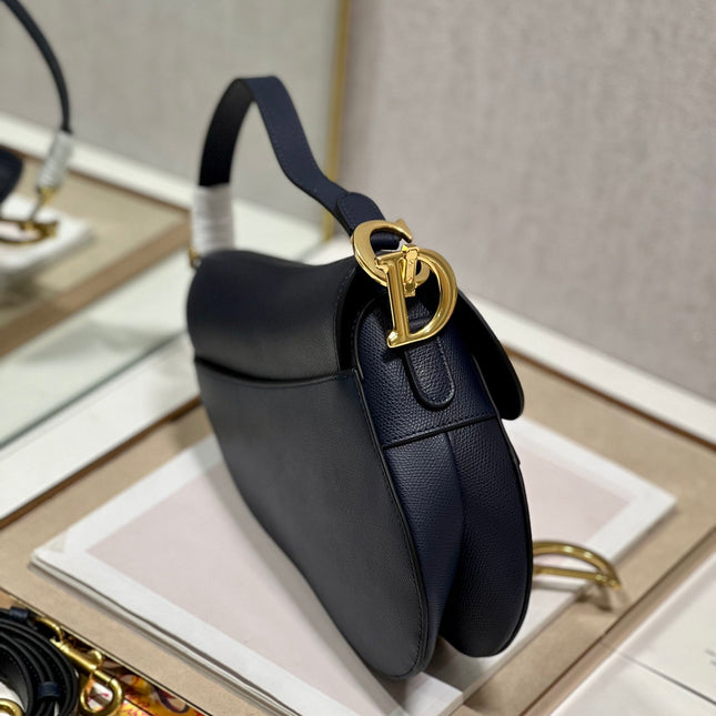 DIOR 26S SADDLE BAG 19 IN NAVY BLUE CALFSKIN