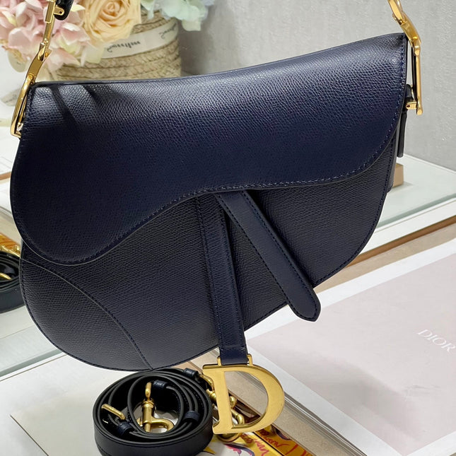 DIOR 26S SADDLE BAG 19 IN NAVY BLUE CALFSKIN