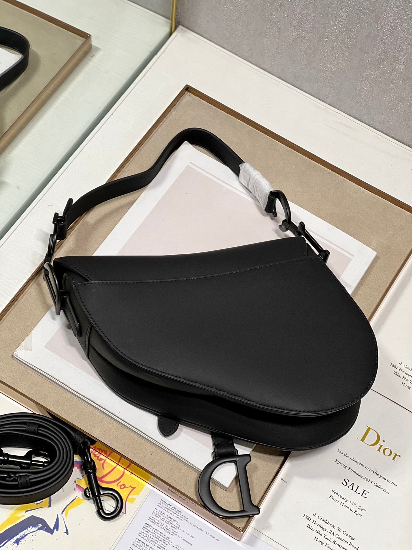 DIOR 26S SADDLE BAG 25 IN BLACK CALFSKIN