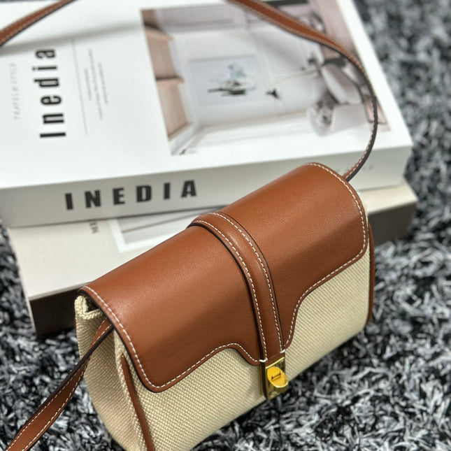 CLASSIC MINI 18 WHITE BROWN CALFSKIN