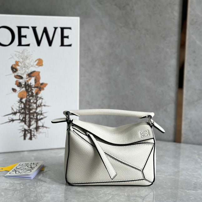 LOE MINI 18 PUZZLE BAG IN WHITE CALFSKIN