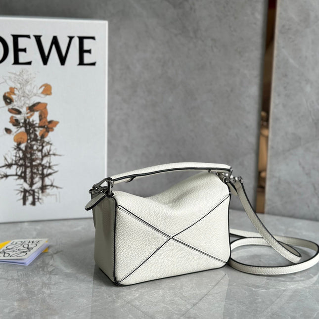 LOE MINI 18 PUZZLE BAG IN WHITE CALFSKIN
