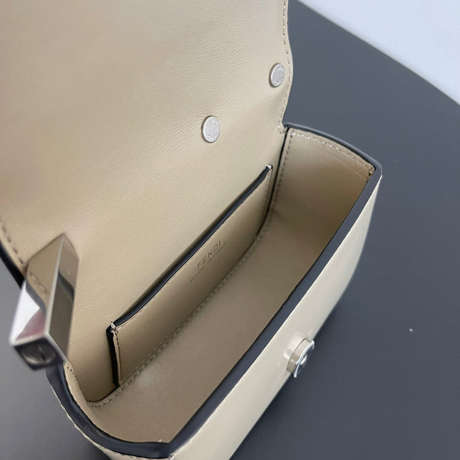 FENDI MINI FIRST SIGHT 13 BAG IN TAN BROWN CALFSKIN WITH SILVER HARDWARE