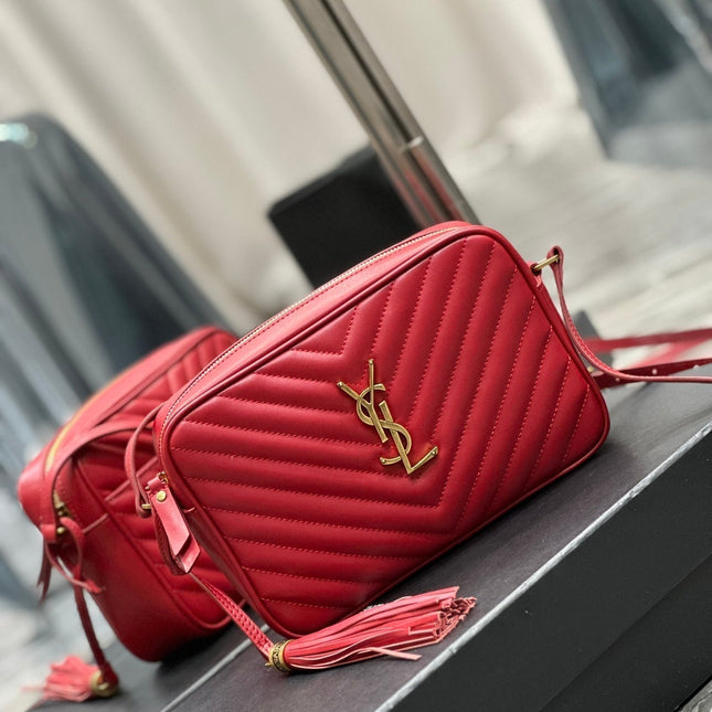 LOU CAMERA 23 RED LAMBSKIN GOLD HARDWARE