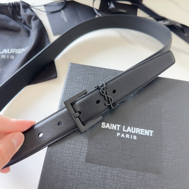 YSL 25S BELT 30 MM IN BLACK CALFSKIN 540221