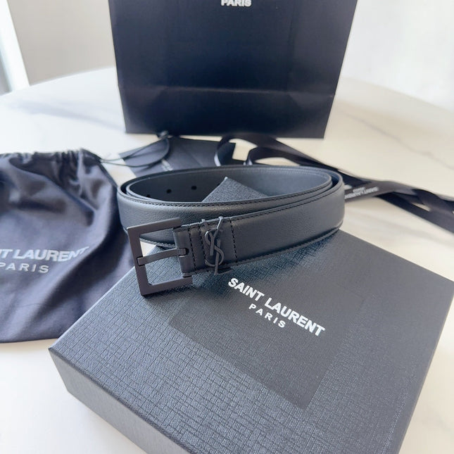 YSL 25S BELT 30 MM IN BLACK CALFSKIN 540221