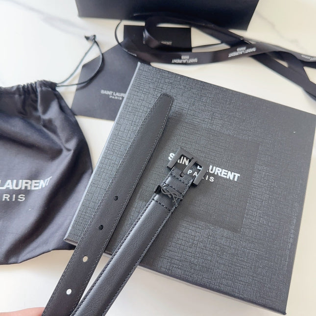 YSL 25S BELT 20 MM IN BLACK CALFSKIN 540224