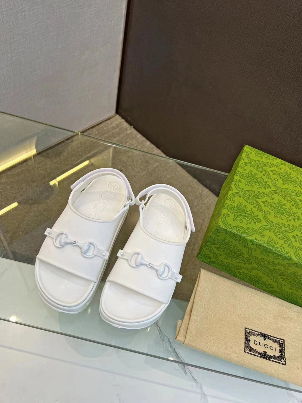 HORSEBIT FLATFORM SANDAL 5 CM IN WHITE IMPORTED TPU